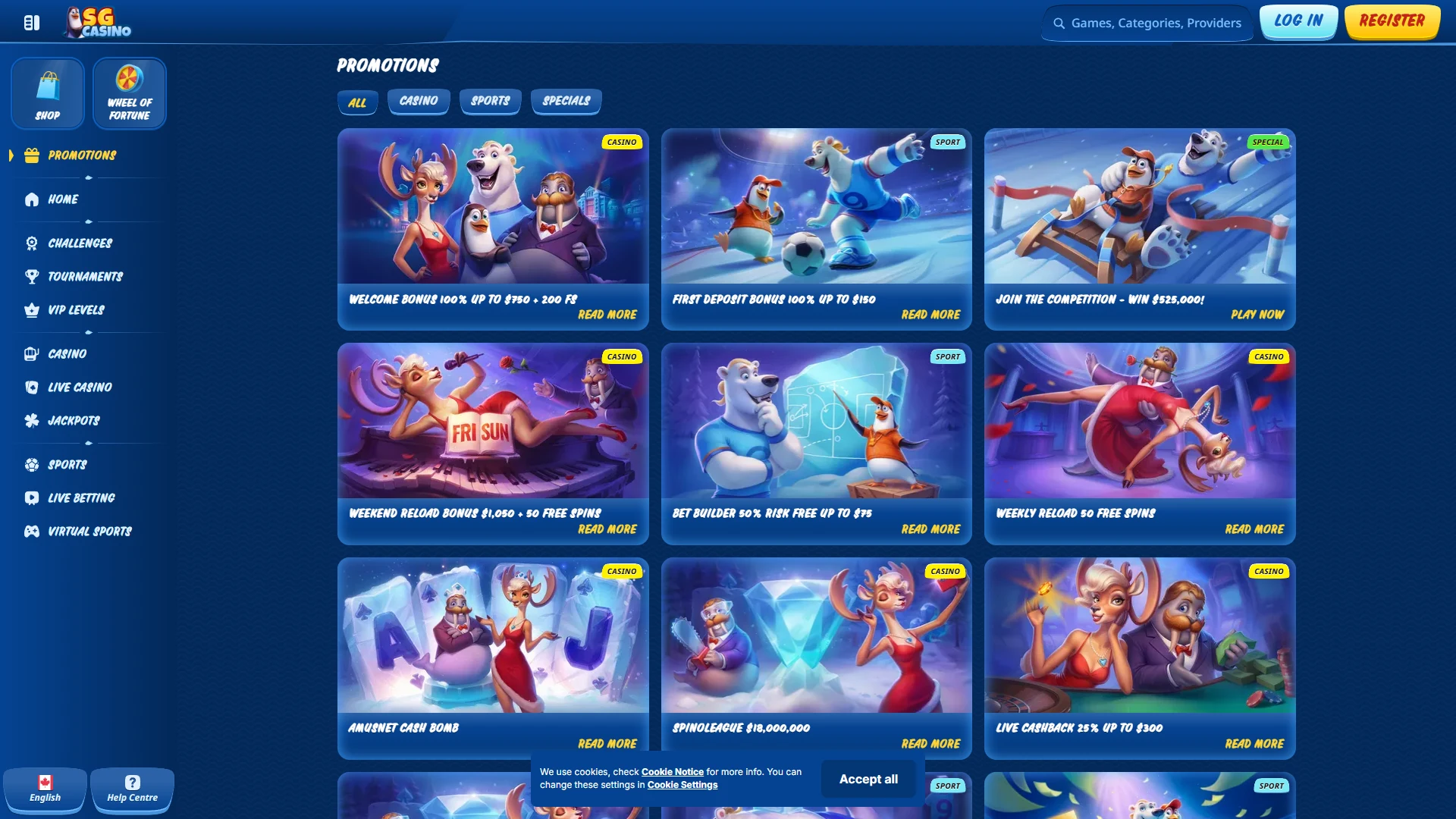 SG promotions page